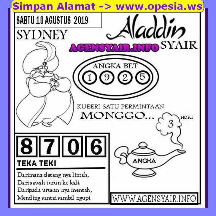Prediksi Angka Jitu Togel Sdy Sidney Minggu 11 Agustus 2019 Asianbookie