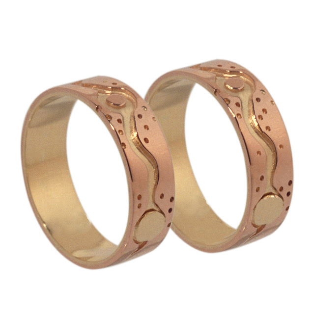 Ojibwe graphic overlay style wedding ring set My Spirit Flows