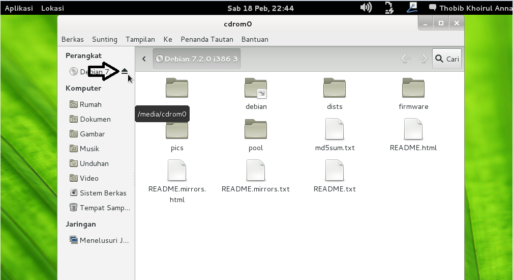 Cara Eject CD/DVD di Debian Thobib Lab