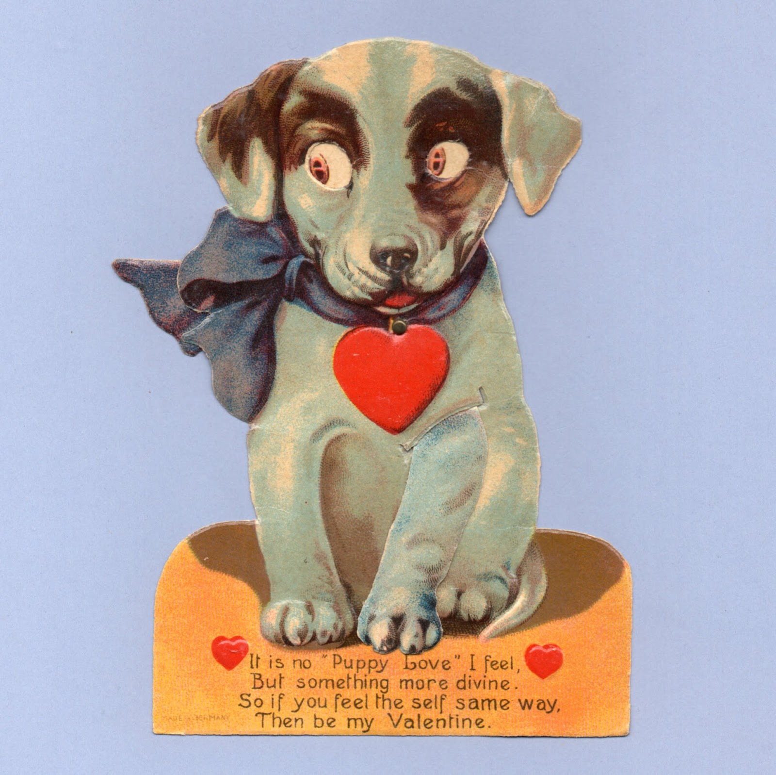Vintage VALENTINE GREETINGS BOY GIRL DOG Embossed FOLD OUT Card 1930s Germany