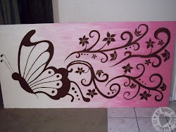 flower butterfly mural canvas painting pink painted brown easy paintings butterflies simple beginners huge wall than cheaper easier change