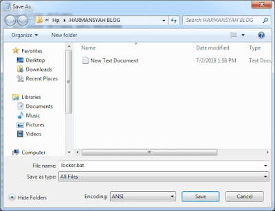 Save As - Mengunci Folder Tanpa Software