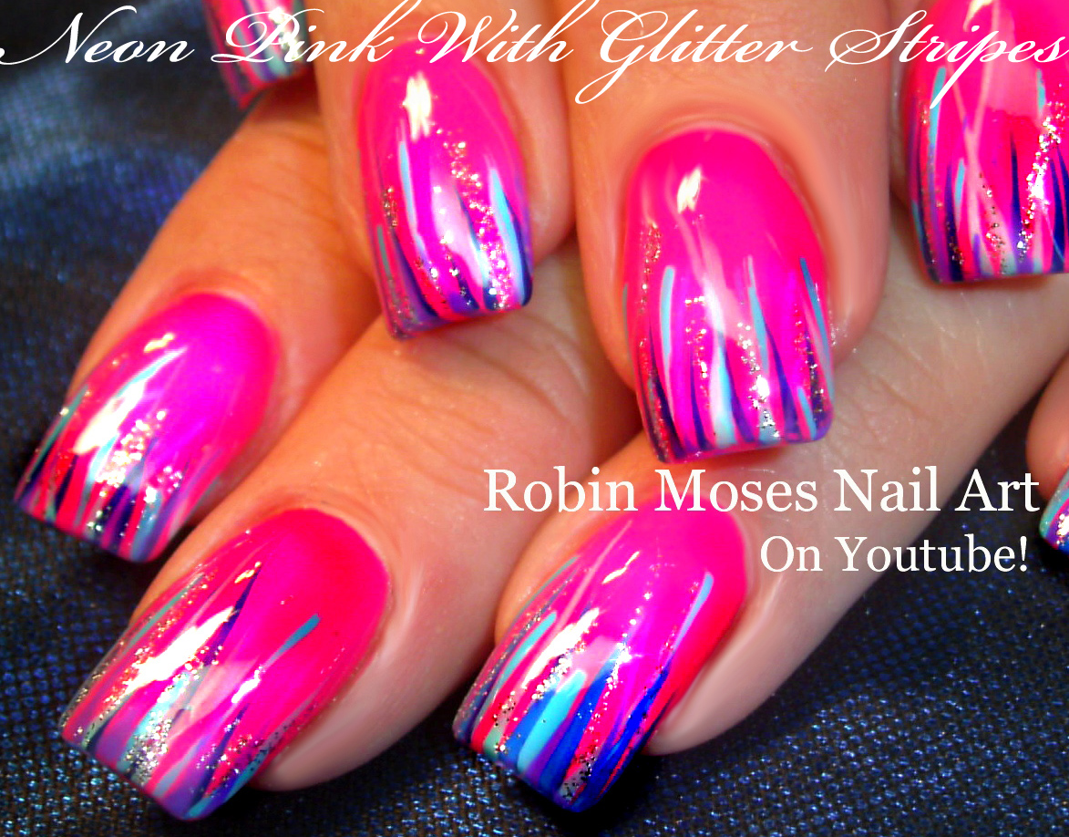 4. Pink and White Striped Nail Art - wide 8