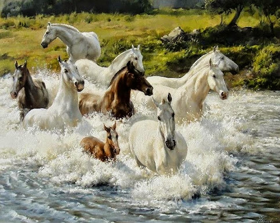 caballos-blancos-en-pintura-oleo