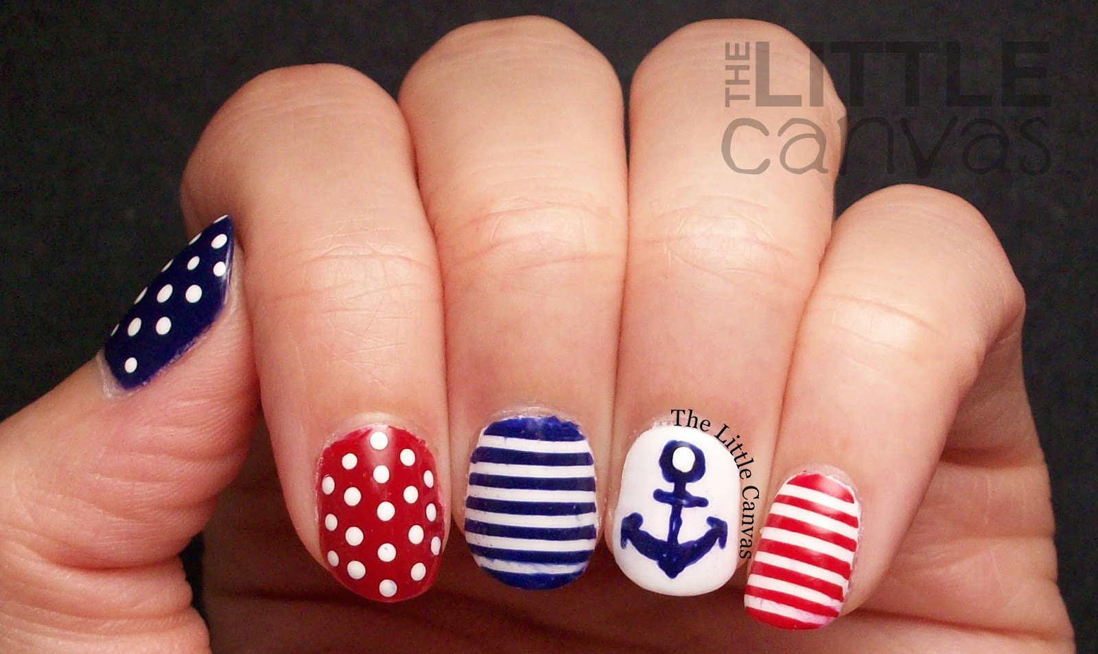 2. Nautical Nail Art with Stripes and Anchors - wide 1