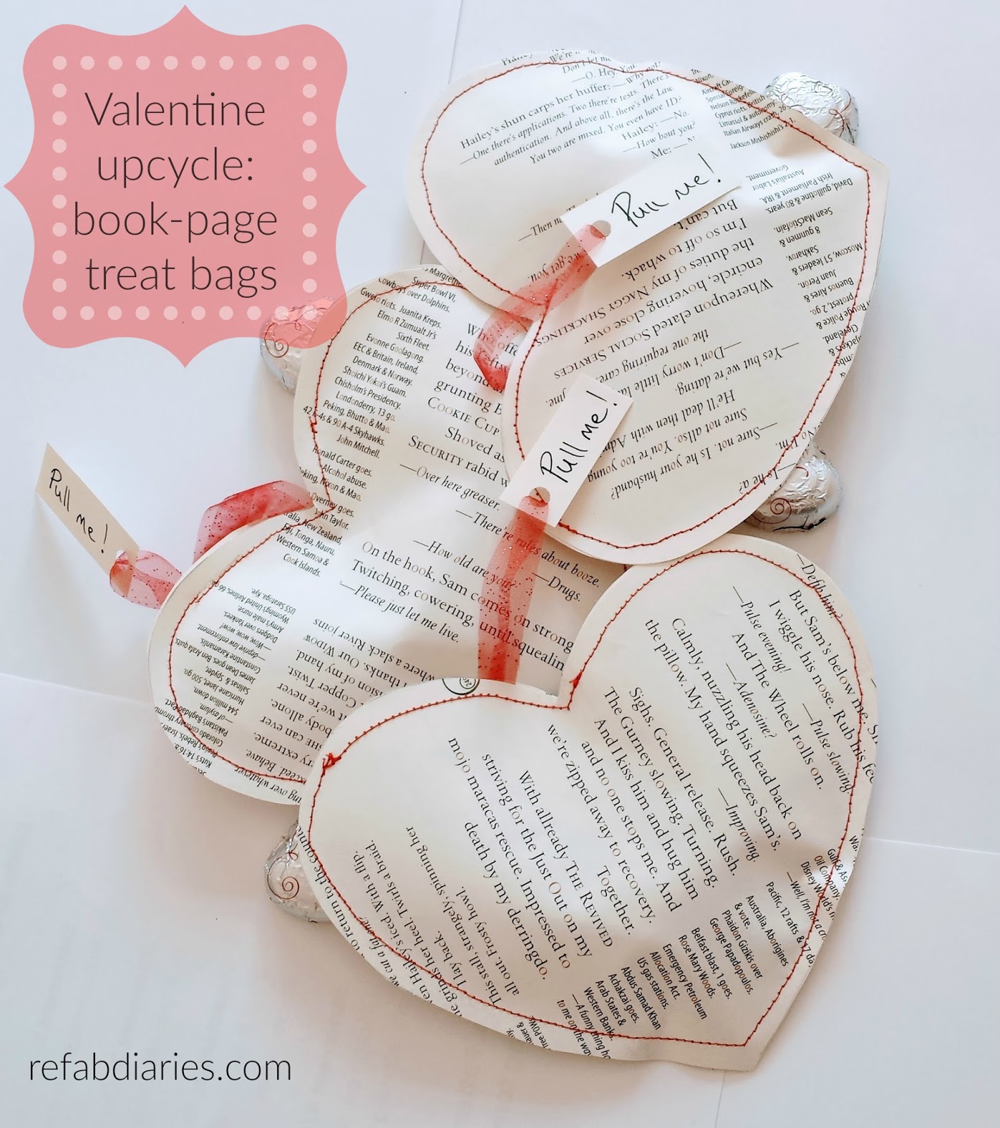 Valentine upcycle: Book-page treat bags | the ReFab Diaries