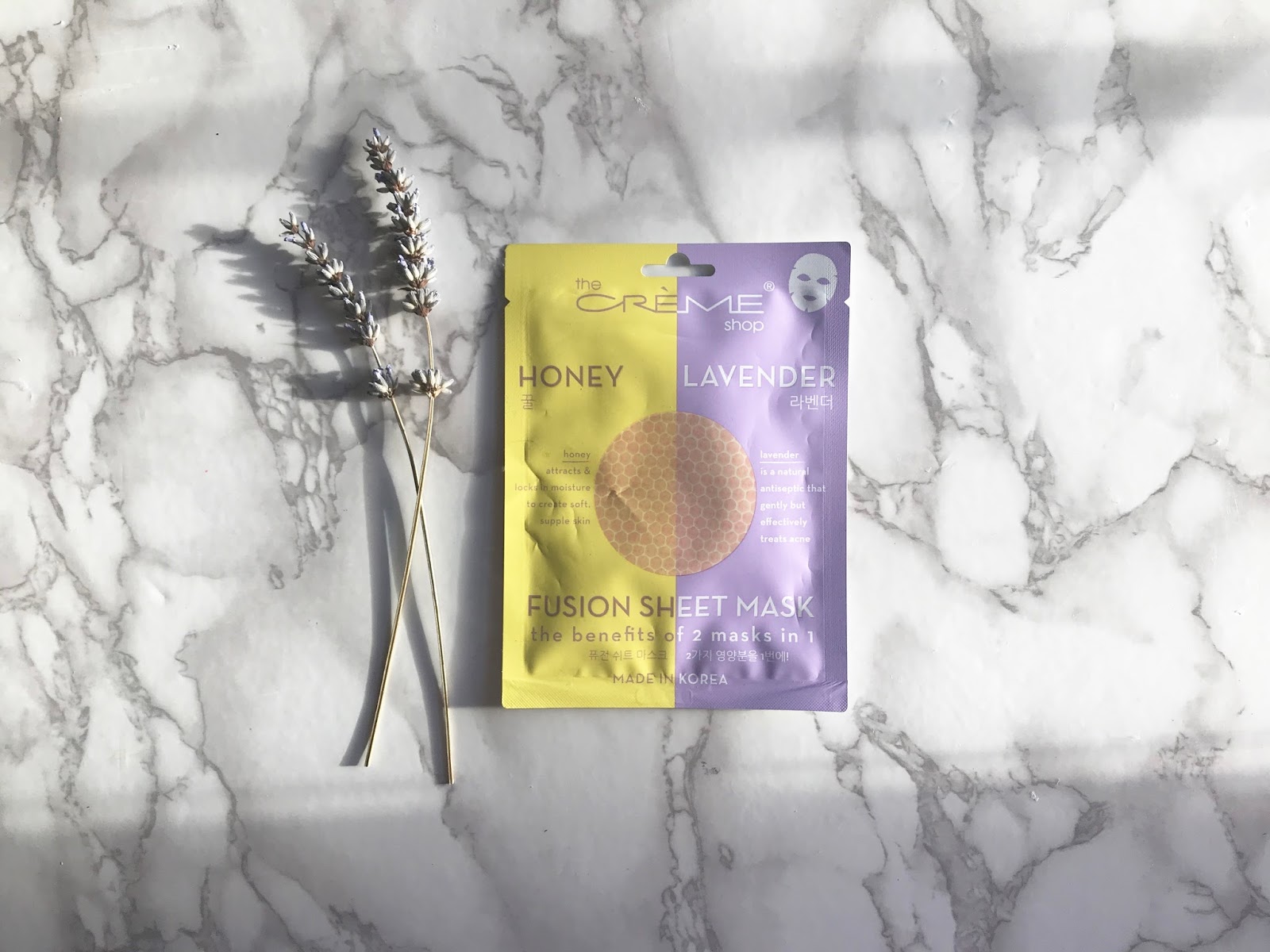 the creme shop honey & lavender fusion sheet mask review