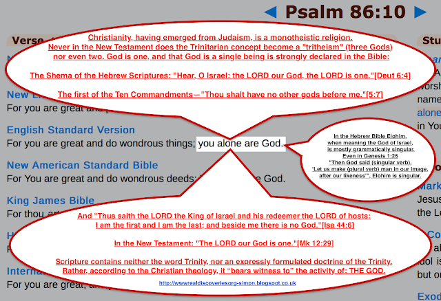 For you are great and do wondrous things; you alone are God. Psalm 86:10. The Trinity is the GREATEST Christian deception in history.