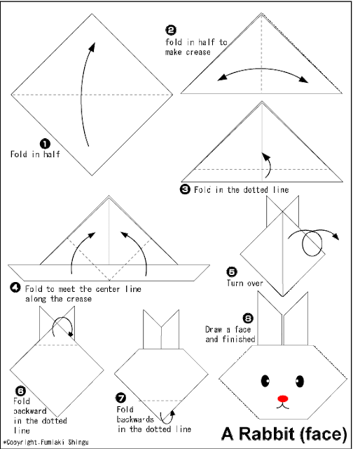 Origami Rabbit (face) - Easy Origami instructions For Kids