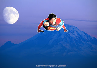 Wallpaper of Superman super sonic speed flying at Blue Moon Mountain
