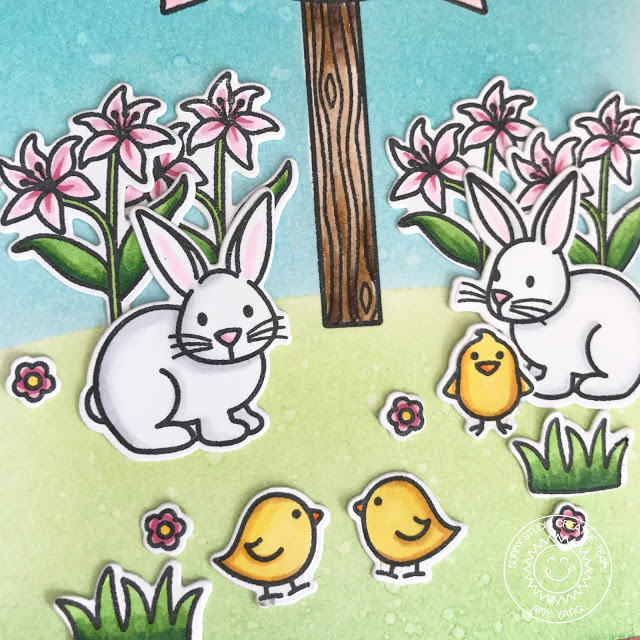 Sunny Studio Stamps: Easter Wishes Tri-Fold Easter Card by Amy Yang