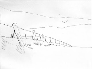 Pencil sketch of a fence