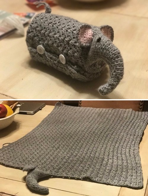 Beautiful Skills Crochet Knitting Quilting Elephant Baby Blanket
