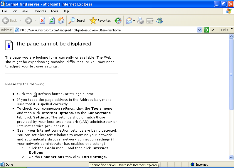 Cannot be displayed using. This page cant be displayed.