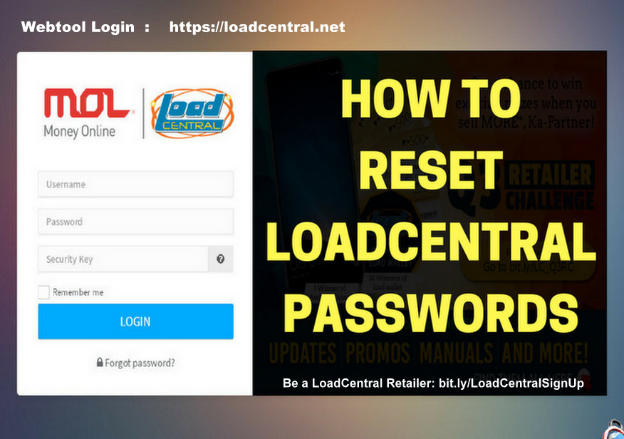 how to reset loadcentral passwords