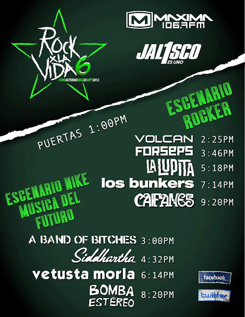 Flyer Horarios Rock x la vida 2012