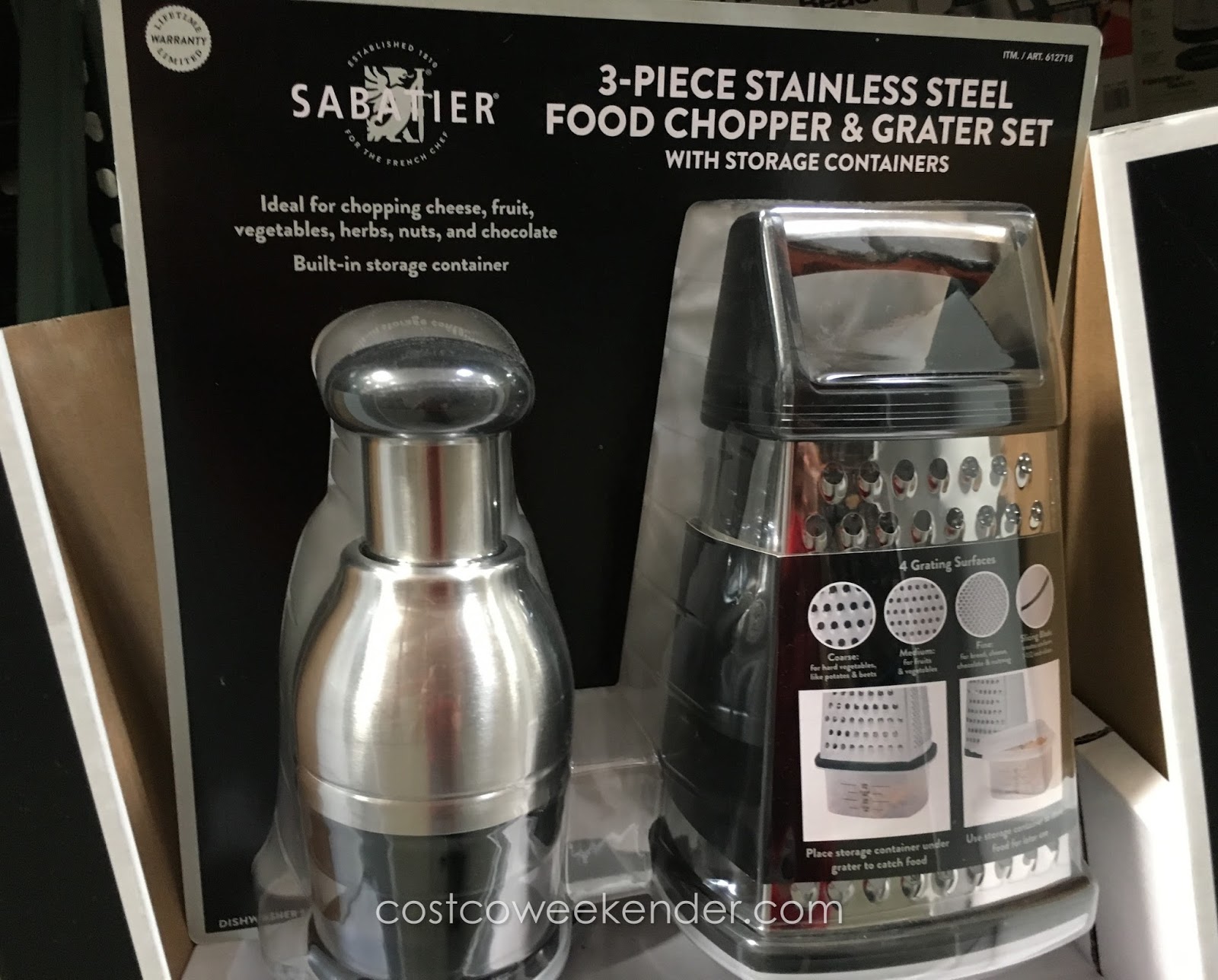 Sabatier 3piece Stainless Steel Food Chopper & Grater Set Costco