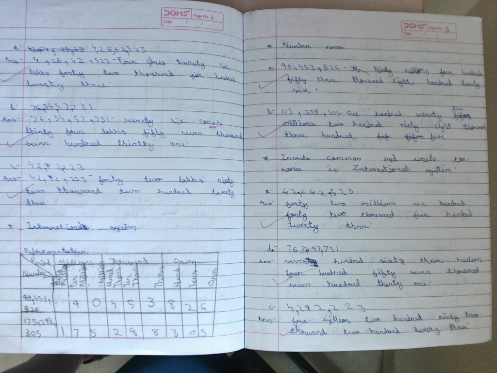 PIS VADODARA STD 5 grade 5 math notebook