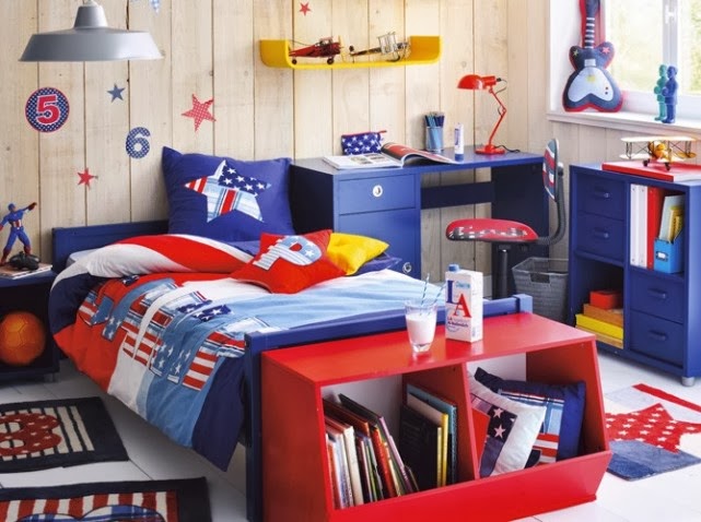 Dormitorio en azul y rojo para niño - Dormitorios colores y estilos