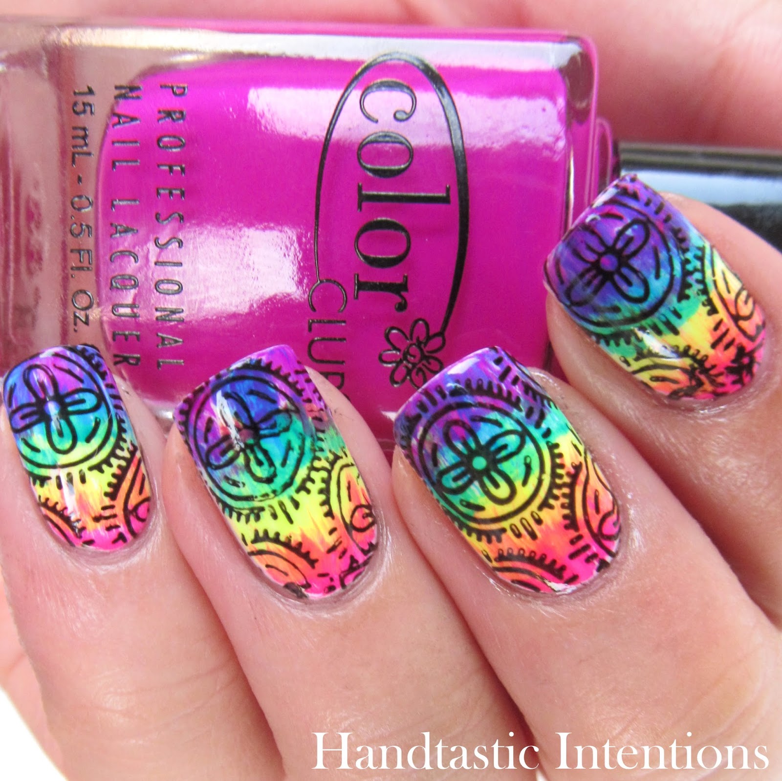 Handtastic Intentions: Neon Week Nail Art: Neon Rainbow Flowers
