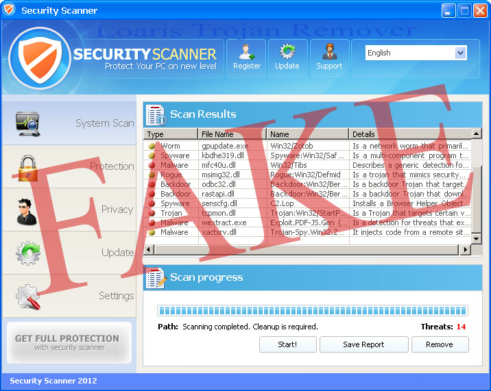 Viruses' removal Security Scanner virus. The removal guide.