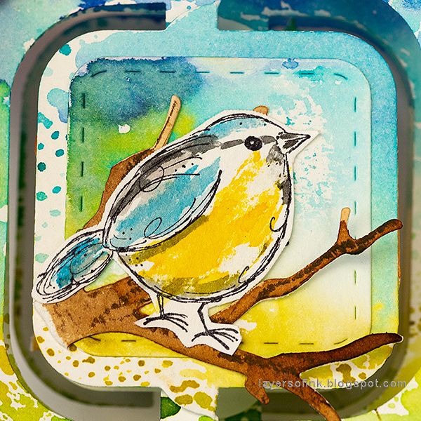 Layers of ink - Charm Accordion Bird Card Tutorial by Anna-Karin Evaldsson with Darkroom Door Garden Birds stamps
