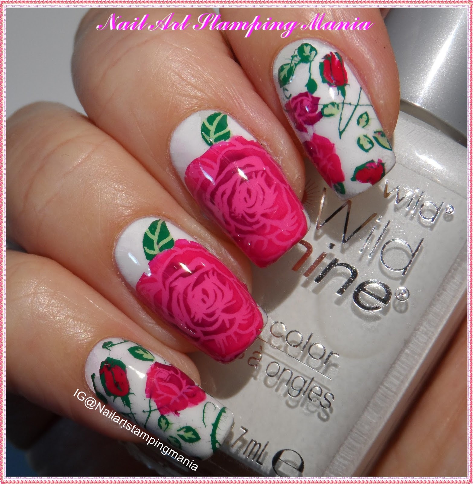 Nail Art Stamping Mania: Roses Manicure with Stamping Decal Technique ...