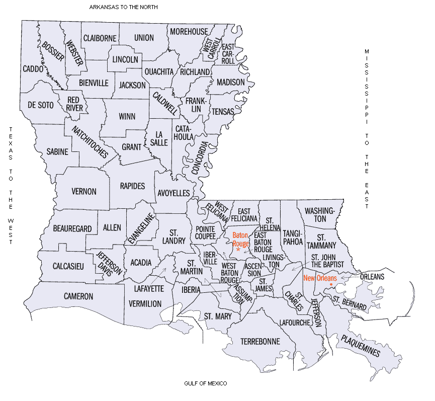 Printable Louisiana Parish Map