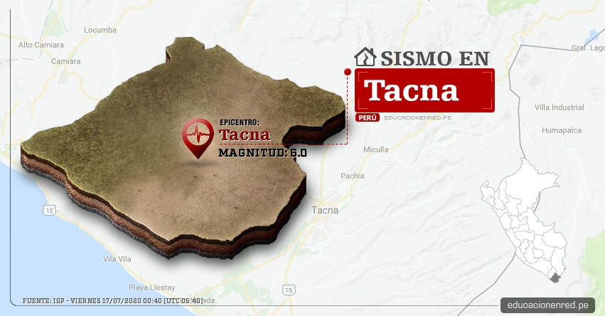 Temblor en Tacna de Magnitud 6.0 (Hoy Viernes 17 Julio 2020) Sismo - Terremoto - Epicentro - Tacna - IGP - www.igp.gob.pe Temblor en Tacna de Magnitud 6.0 (Hoy Viernes 17 Julio 2020) Sismo - Terremoto - Epicentro - Tacna - IGP - www.igp.gob.pe