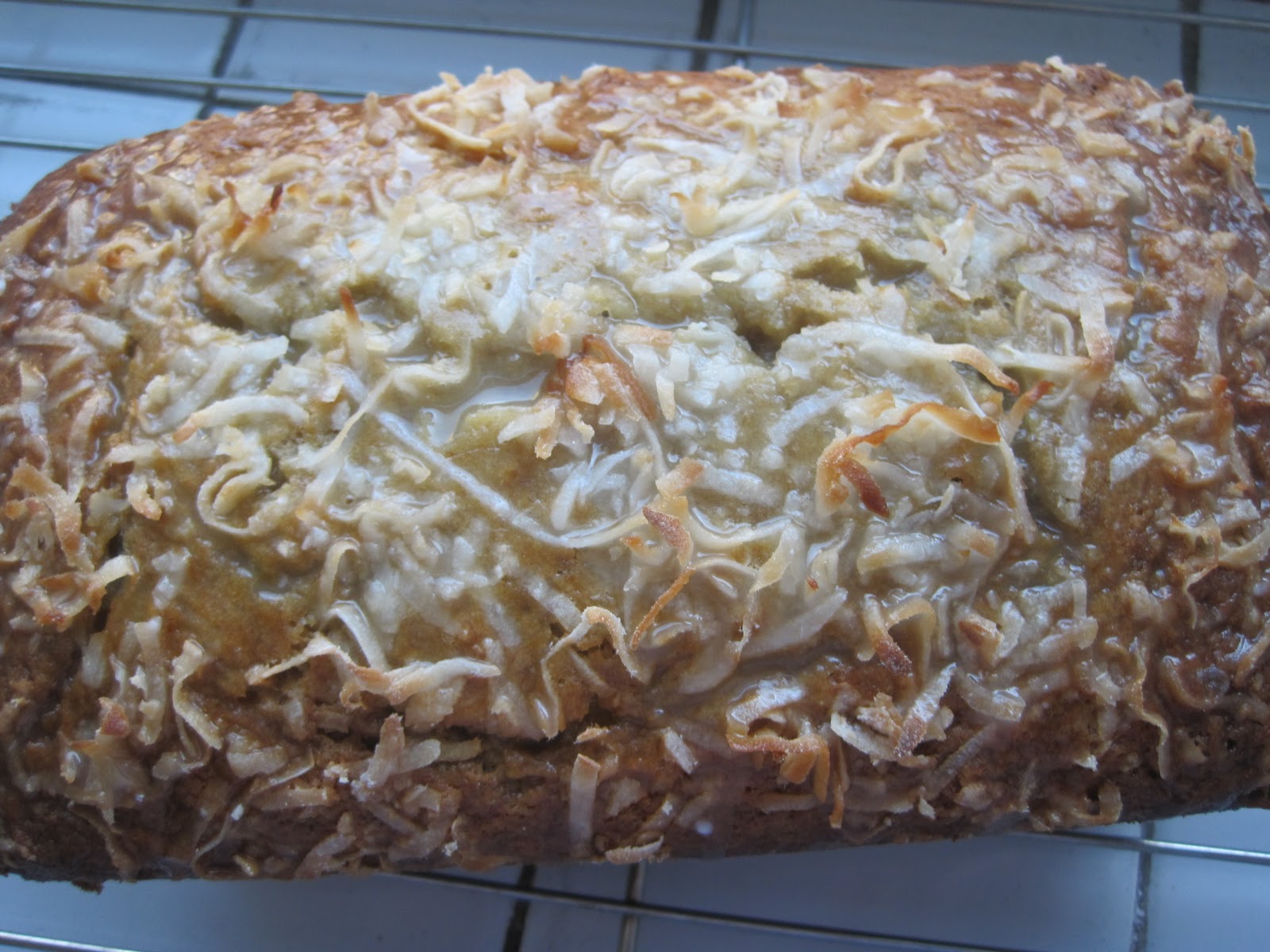 Taste the Rainbow Coconut Banana Bread with Lime Glaze