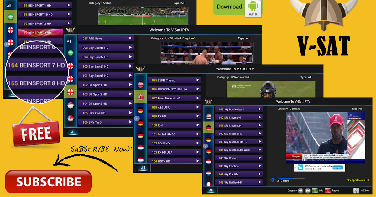 VSAT IPTV APK TO WATCH OVER 1500 PREMIUM HD LIVE TV CHANNELS FOR