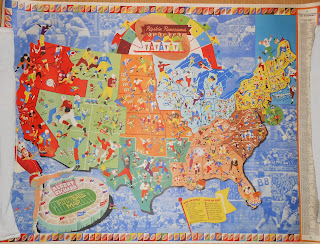 Map of United Stats showing all of the college football teams as players in uniform