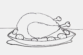 Cooked Turkey Dinner Free Coloring Sheet Printable