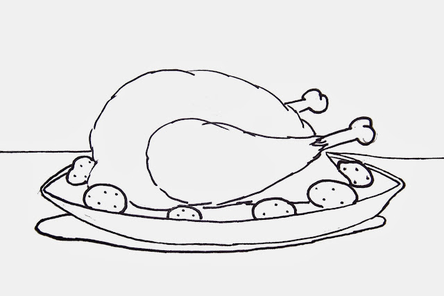 Cooked Turkey Dinner Free Coloring Sheet Printable