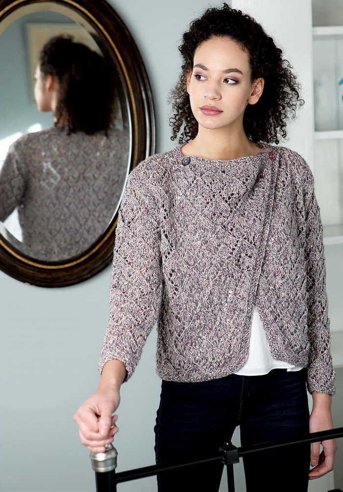 Irina: Nice jacket. Lace knitting.