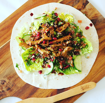 Vegan Shawarma Kebab Flatbreads with Pomegranate Tabbouleh