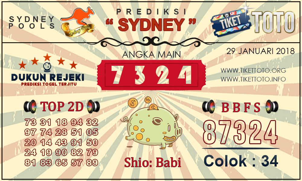 Prediksi Togel SYDNEY TIKETTOTO 29 JANUARI 2019