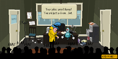 Detective Case and Clown Bot in Murder in the Hotel