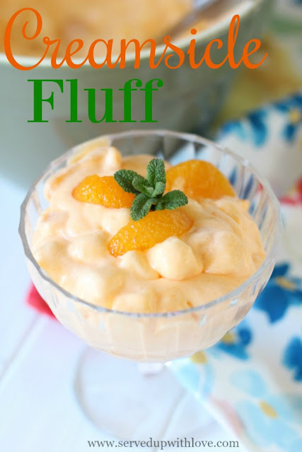 Creamsicle Fluff recipe from Served Up With Love taste just like that ice cream bar from your childhood. 