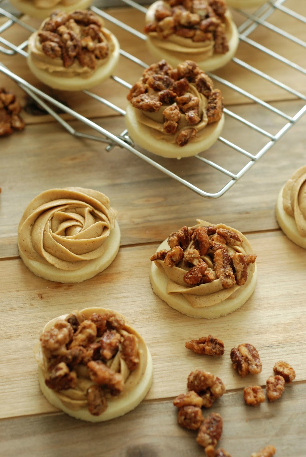 Bourbon Candied Pecan Pie Cookies Sweet Jenny Belle easy sugar cookie decorating, dessert