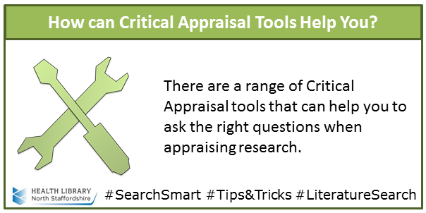 Tools icon - use critical appraisal tools to help you to assess research papers