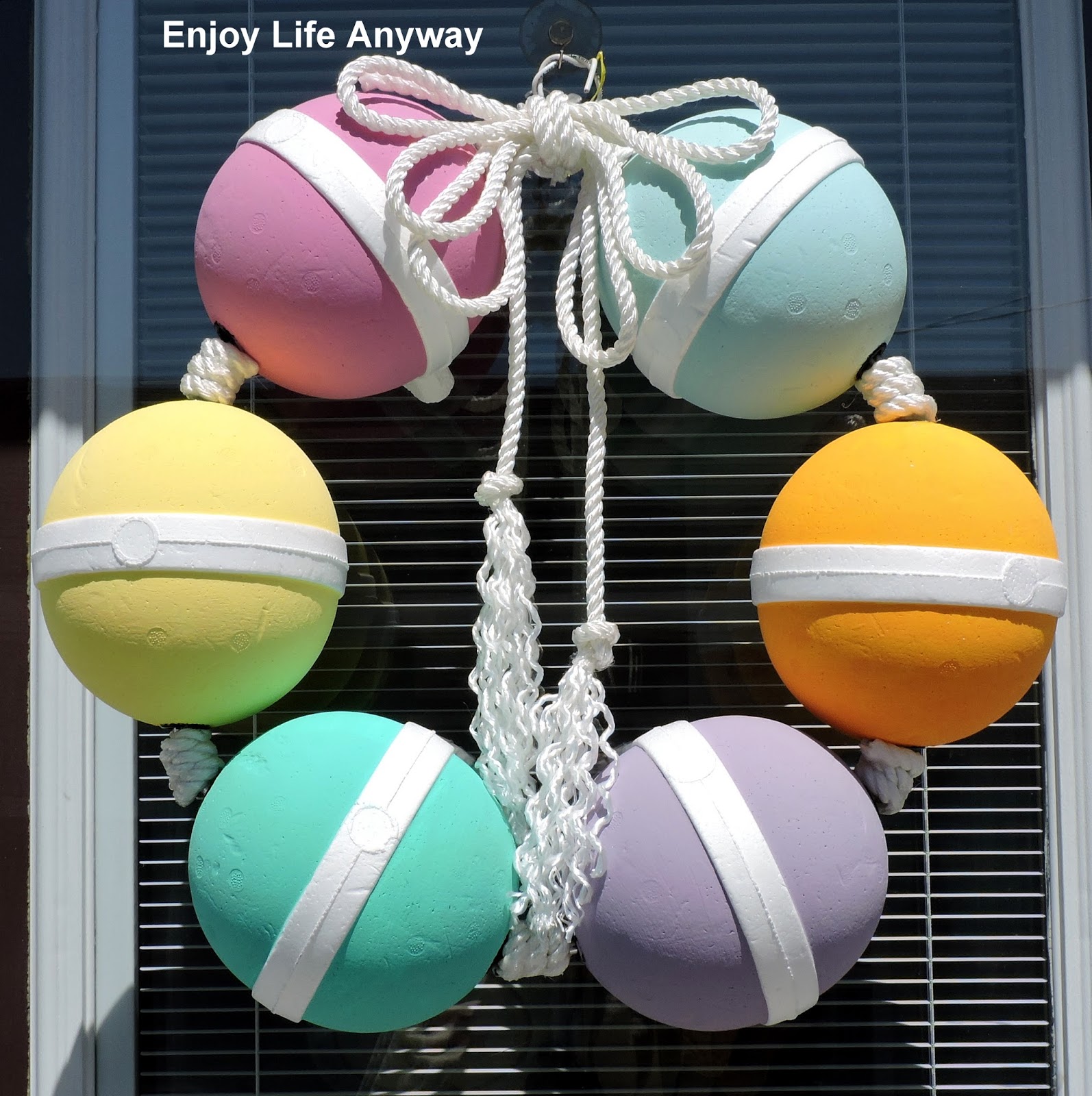 Enjoy Life Anyway: DIY Painted Styrofoam Buoy Wreath