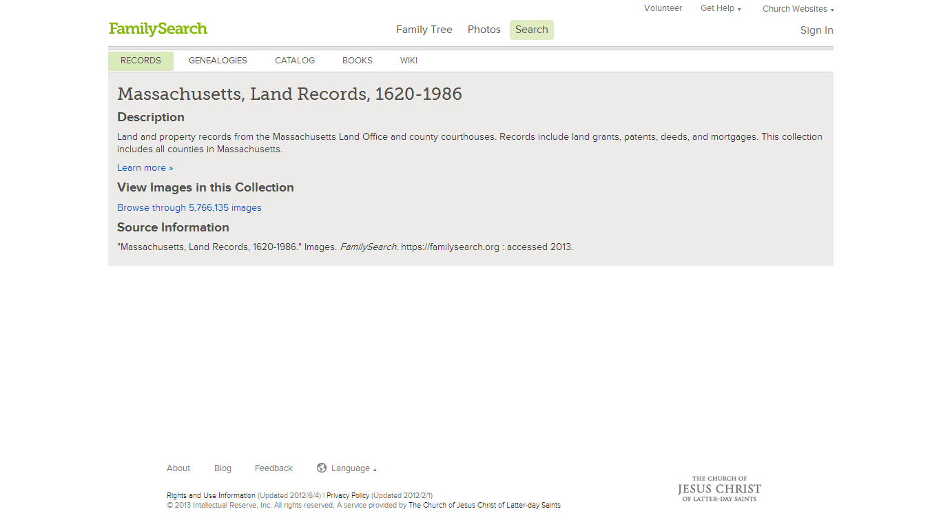 GeneaMusings Massachusetts Land Records, 16201986 Available on