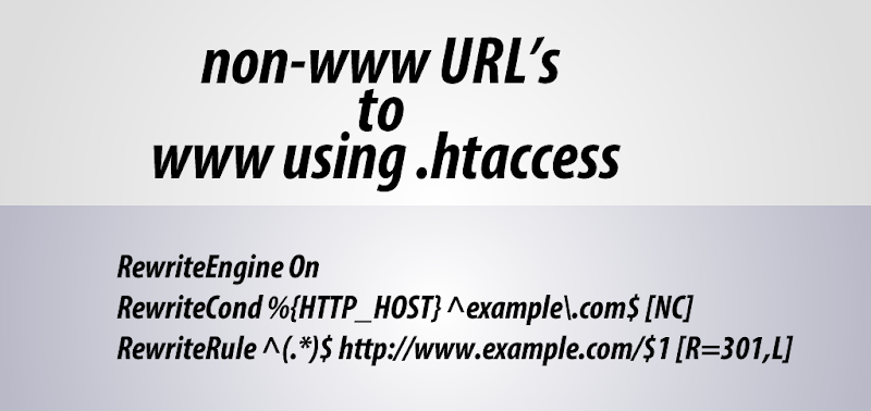 How to redirect non-www URL's to www using .htaccess? 1 How to redirect non-www URL's to www using .htaccess?