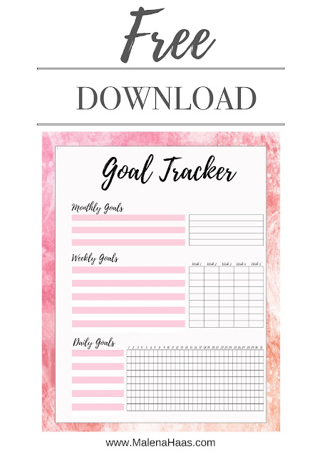  Free Printable Goal Tracker - Pink Download www.MalenaHaas.com