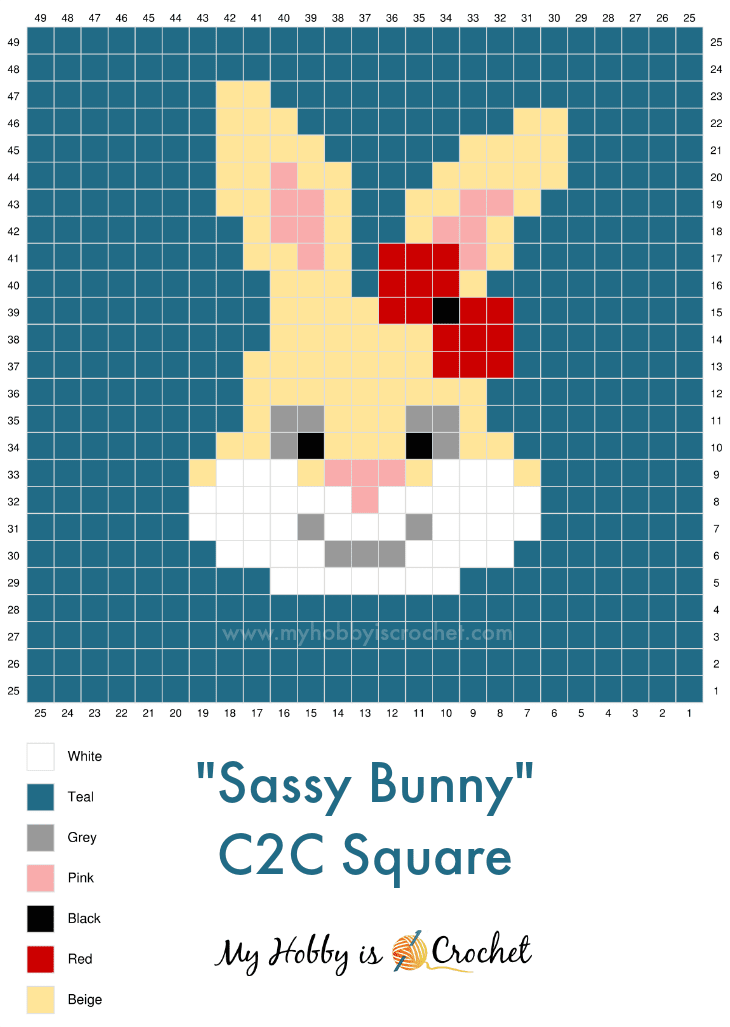 My Hobby Is Crochet Sassy Bunny C2C Square Free Crochet Pattern Written Instructions Graph my-hobby-is-crochet-sassy-bunny-c2c-square-free-crochet-pattern-written-instructions-graph