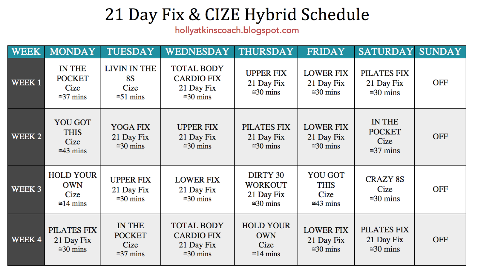 Holly Atkins: 21 Day Fix and CiZE Hybrid Schedule!