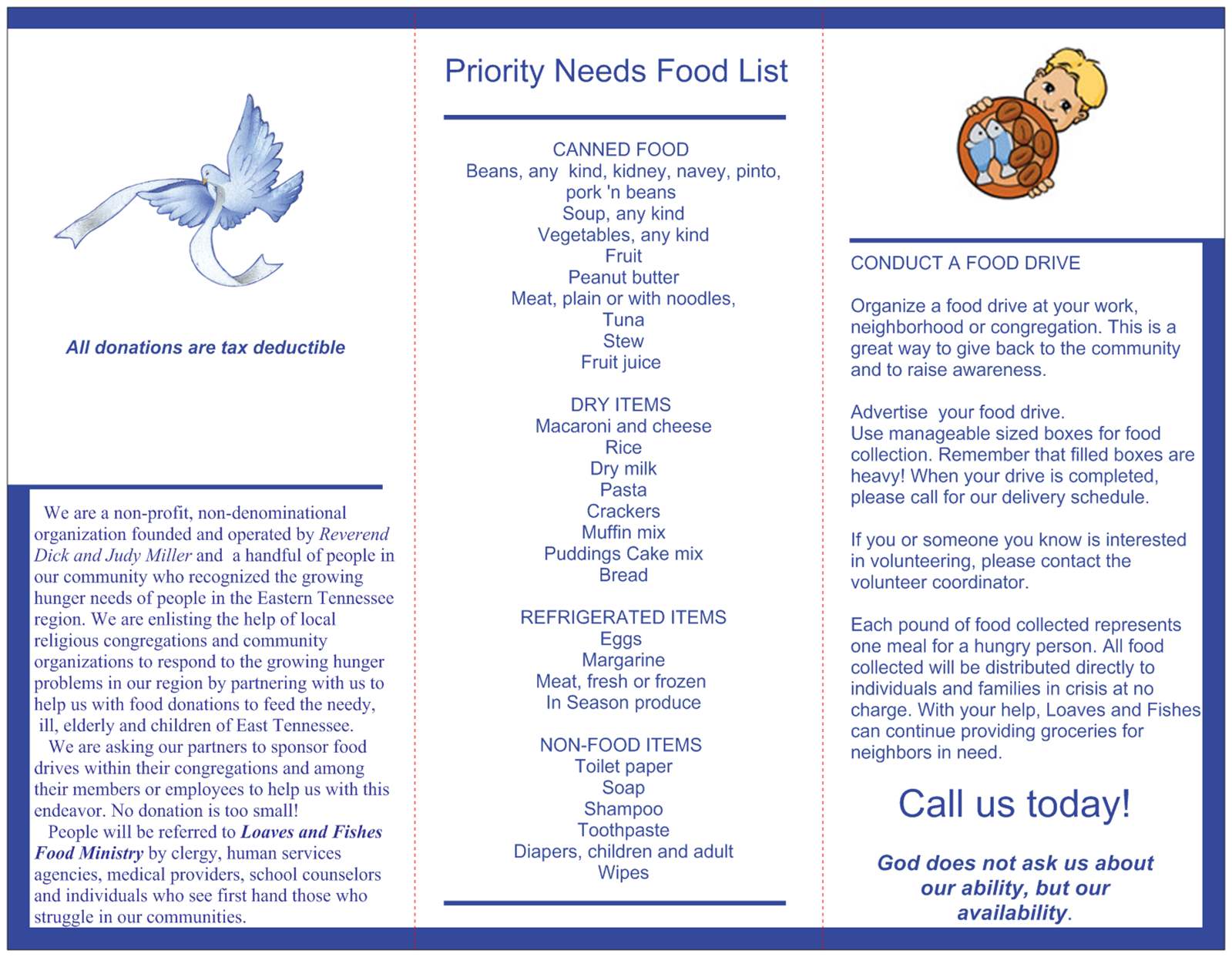 LOAVES AND FISHES FOOD MINISTRY LOAVES AND FISHES BROCHURE