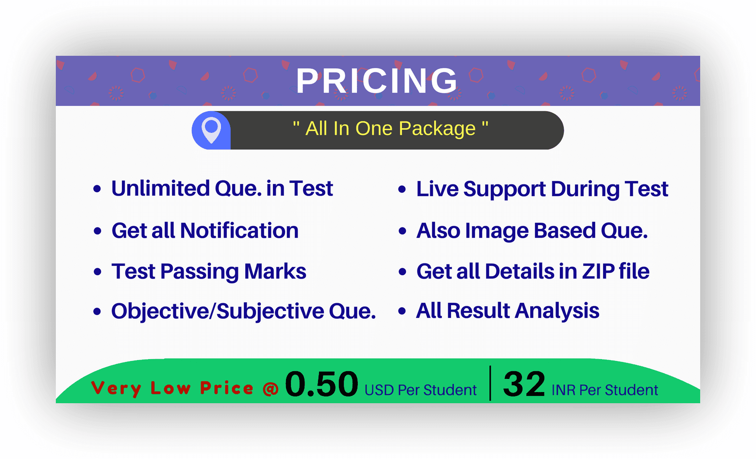 Pricing online examination system, create test online, online test examination