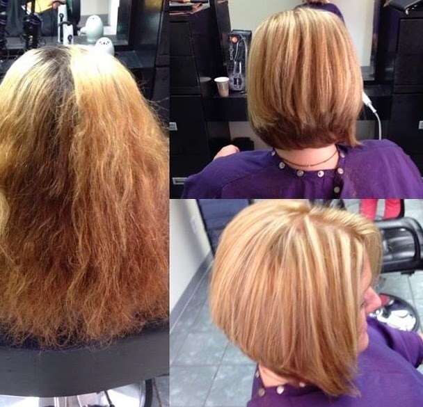 before and after hair collage
